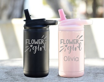 Regalo para pedirle a una niña de las flores que sea tu dama de honor, Regalos para la fiesta de bodas, Vaso infantil personalizado, ¿Quieres ser mi dama de honor?, Patrulla de pétalos, Botella de agua con boquilla