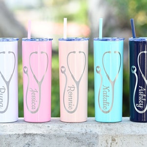 Medical Student Gift, Nurse Christmas Gift, Personalized Tumbler with straw, Thank you Gift for Medical Assistant Staff, Dr PA NP RN Can Lvn