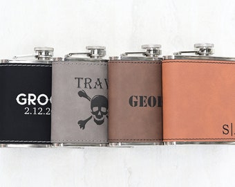 Unique Groomsmen Gifts, Engraved Hip Flask, Groomsmen Gift Ideas, Personalized Gifts, leather accessories for men, Stocking Stuffer,