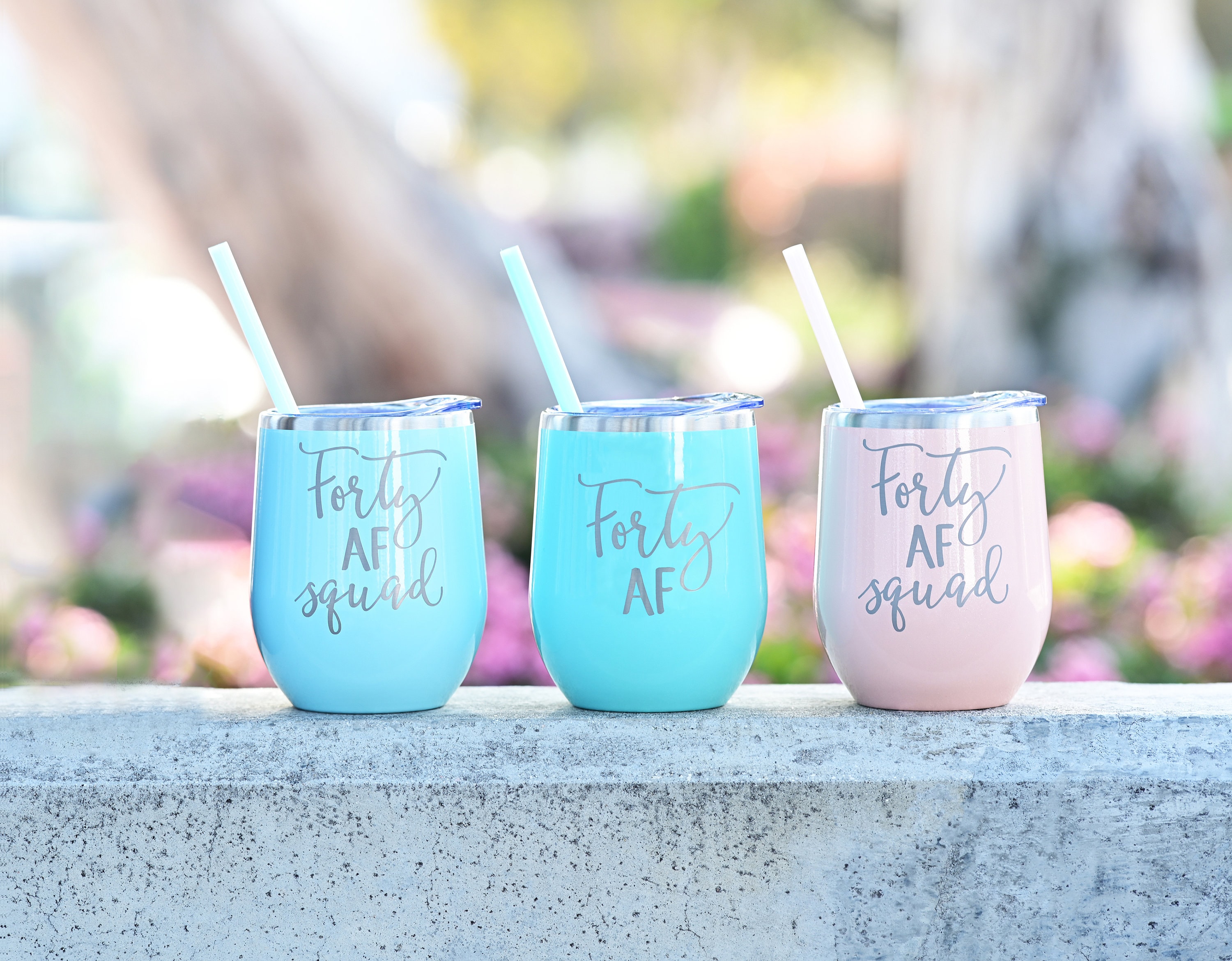 40th Birthday Gifts for Women, Forty AF, Girls Trip Gifts, Forty and Fabulous, Custom Wine Tumbler, Adult Birthday Party Favors,