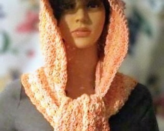 Hooded scarf pattern, crochet scarf, digital download, digital pattern, crochet, accessory,