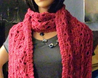 Slanted lace shell scarf, digital pattern, crochet pattern