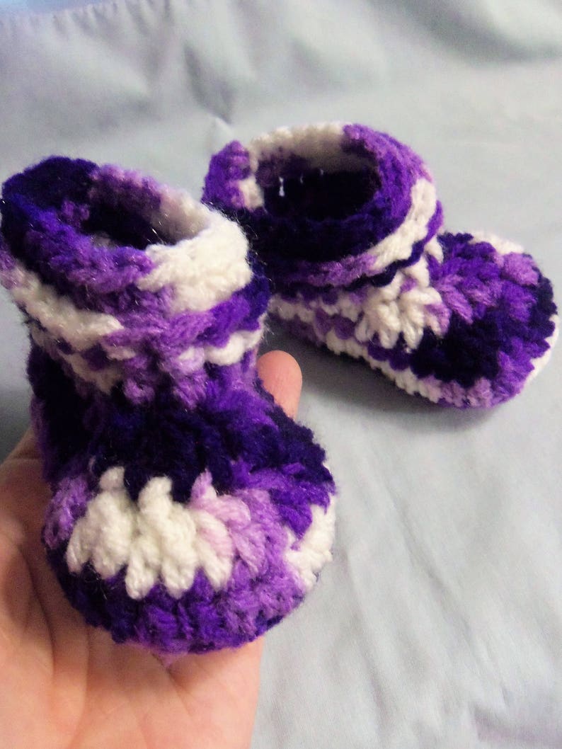 Baby booties Crochet baby booties Purple baby booties 3-6 mo size baby booties Crochet shoes