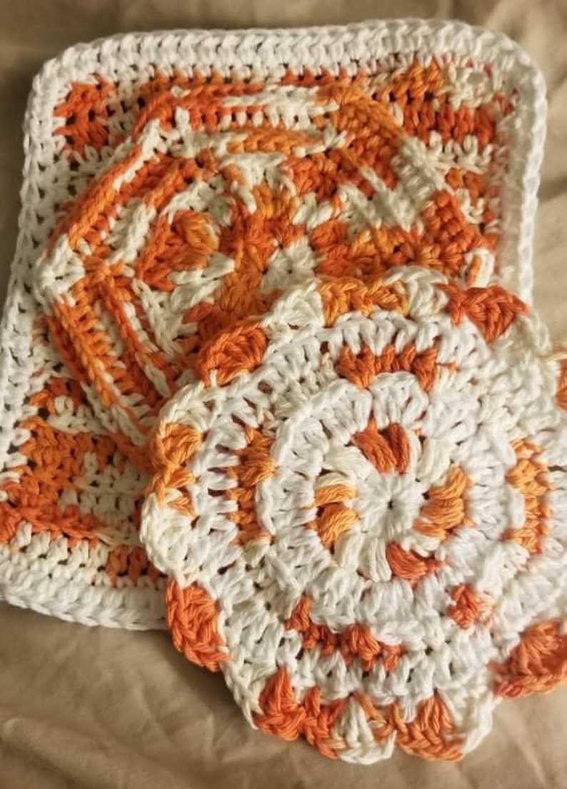 Trio of washcloths, digital crochet, crochet pattern, digital download cotton washcloths, image 6