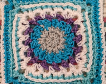 Mandala square, digital crochet, granny square, crochet square, digital pattern,