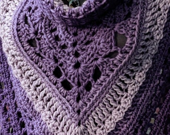 Digital pattern, Lacy triangle cowl pattern, crochet cowl pattern