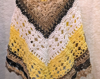 Ladies shawl, women's, crocheted shawl, hand crocheted, wrap, triangle shawl