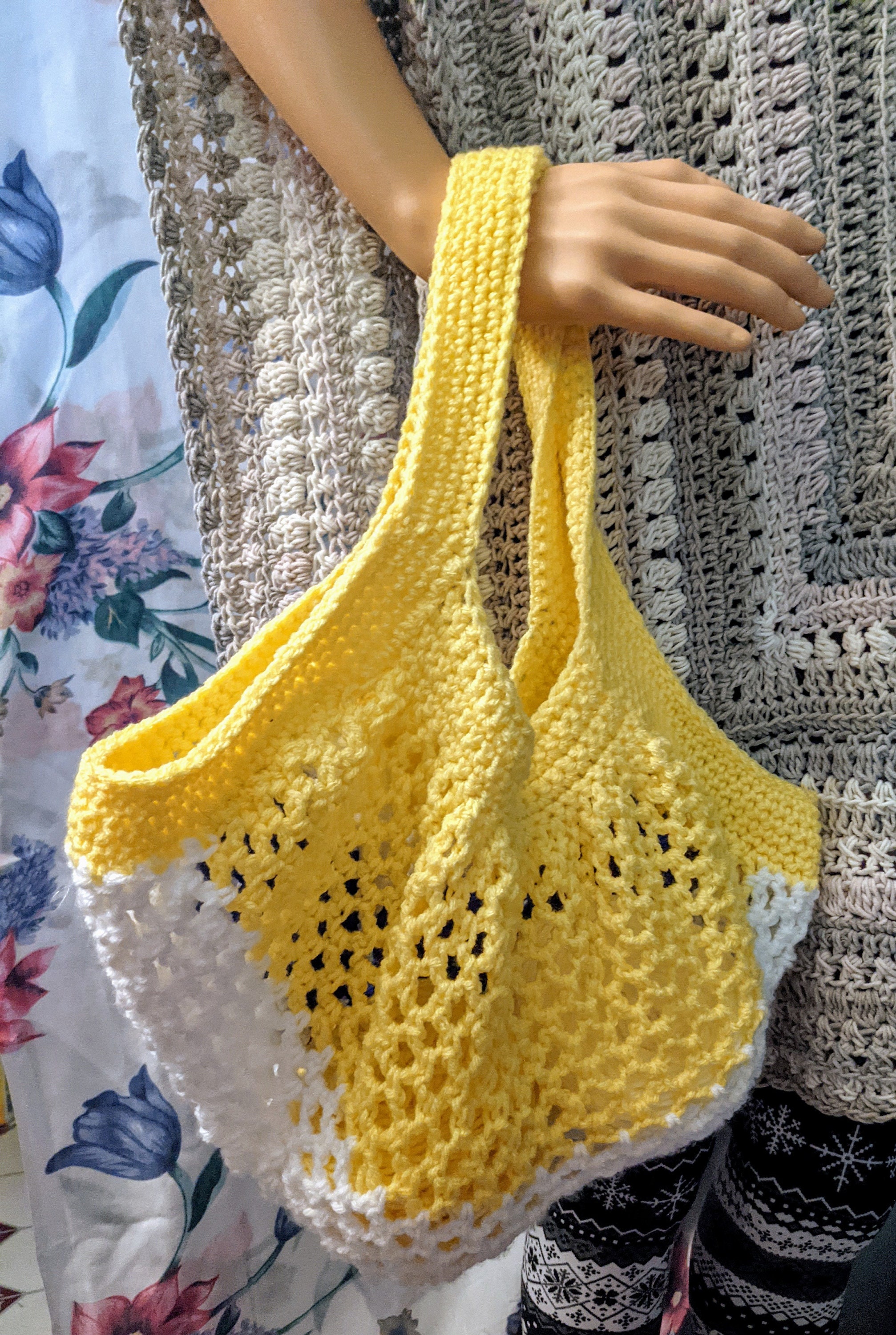 French market mesh shop bag free crochet pattern