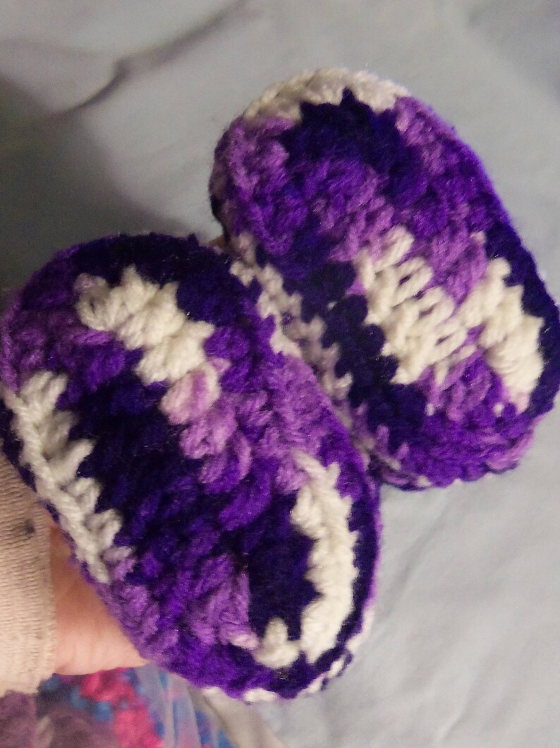 Baby booties Crochet baby booties Purple baby booties 3-6 mo size baby booties Crochet shoes
