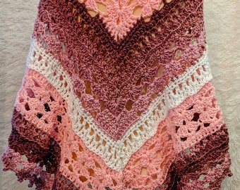 Lacy Shell Crochet Shawl Pattern: Triangle Shawl (Digital Download)