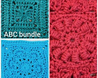 ABC bundle, granny square bundle, three pattern bundle