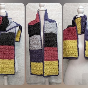 Crochet Color Block Scarf: Unisex Cake Yarn Scarf