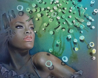 Rihanna Abstract Portrait: Large Oil & Acrylic Painting (40x30)