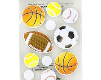 Sports Balls Stickers, Tennis, Soccer, Baseball, Handball, Lacrosse, Golf