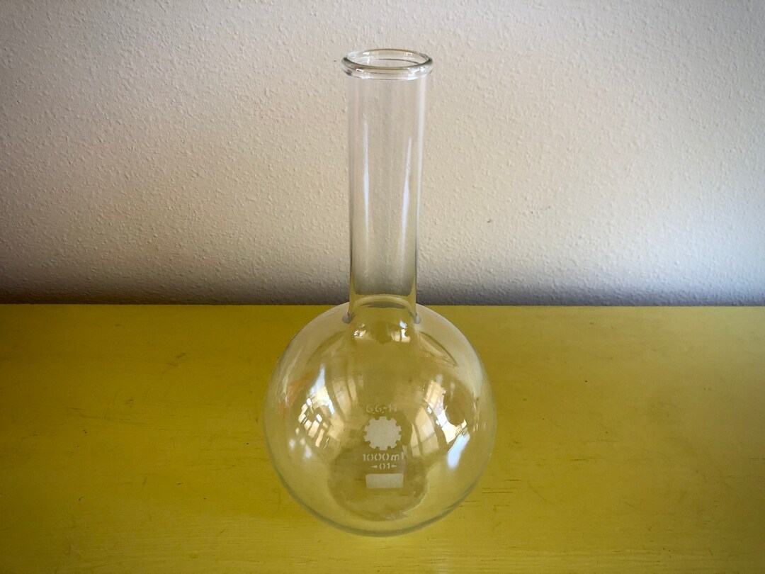 Vintage 1000 ML Round Bottom Lab Flask / Collectible Science Etsy