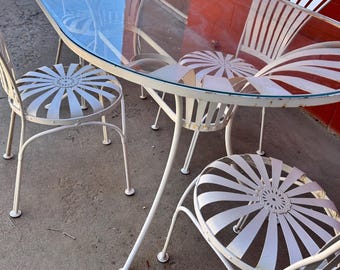 Francoise Carre Vintage Patio Table with Four Petite Garden Chairs