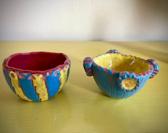 Hand Made Small Art Pottery Bowls / Trinket Bowls / Olive Pickle Hors D’Oeuvre Pick Bowls / Entertaining / Modern Southwest Design / Gift /