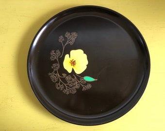 Vintage Couroc of Monterrey Plate / MCM Yellow Poppy Plate / Collectible Plate / Mid Century Decor / Entertaining / Gift /