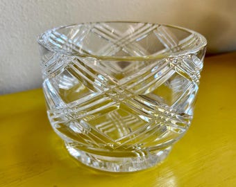 Vintage Heavy Cut Crystal Bowl / Tartan Pattern Cut Crystal / Centerpiece Bowl / Nut Bowl / Accessories Storage / Small Serving Bowl /