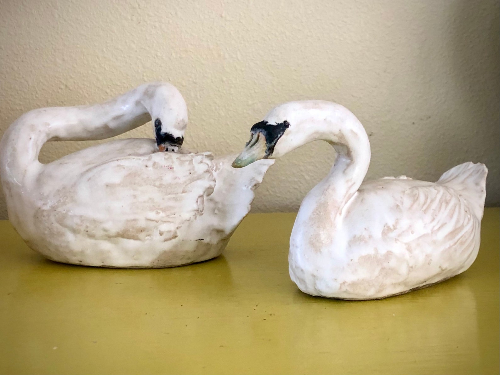 Vintage Handmade Ceramic Swans / Cygnus / Grand Millennial Etsy