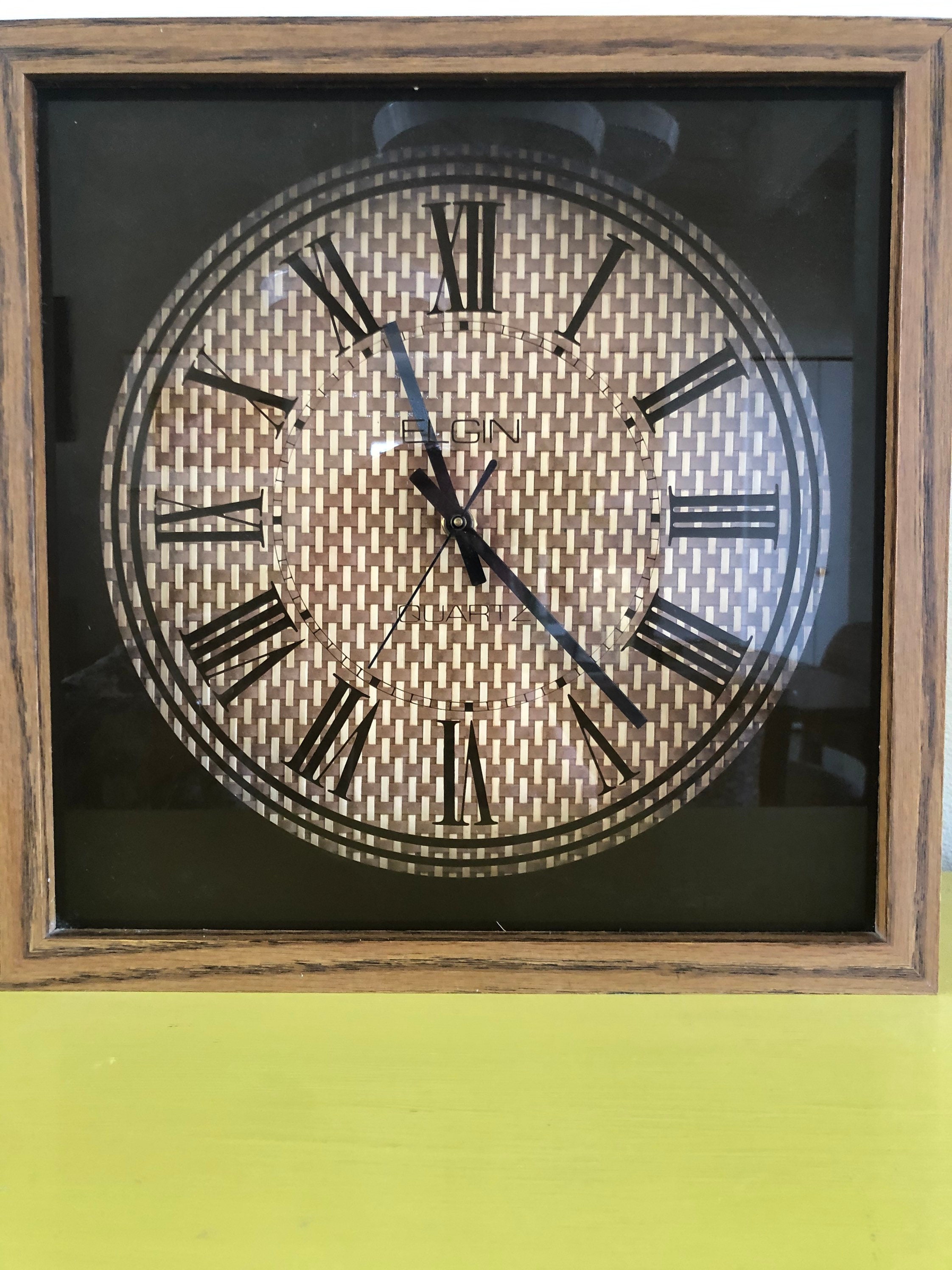 Vintage Elgin Rattan Wall Clock / Elgin Wall Clock / Vintage Etsy