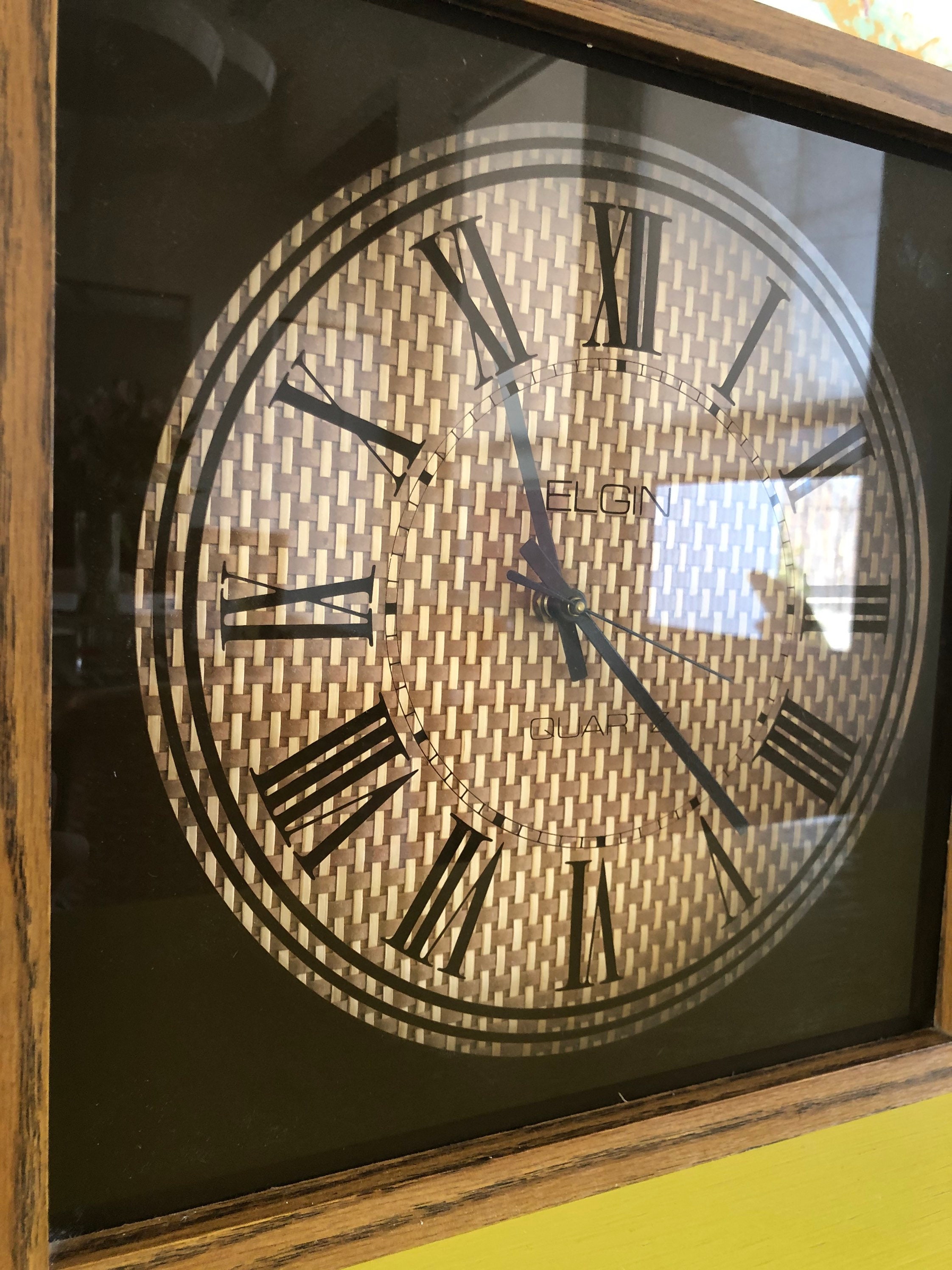 Vintage Elgin Rattan Wall Clock / Elgin Wall Clock / Vintage Etsy