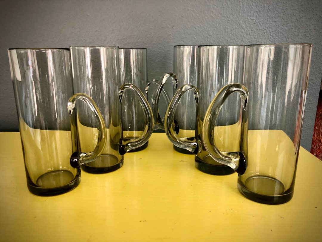 Six Vintage Tom Collins Glasses With Handles / Tall Irish Etsy