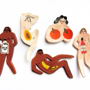 Nudes with foods ceramic fridge magnets