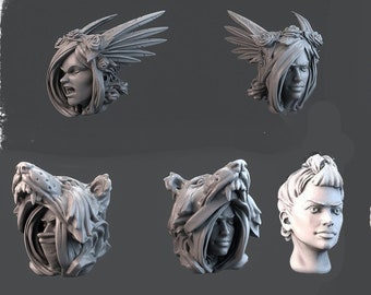 Sci-fi and Fantasy Alternative Female Heads - 28mm - Wargaming