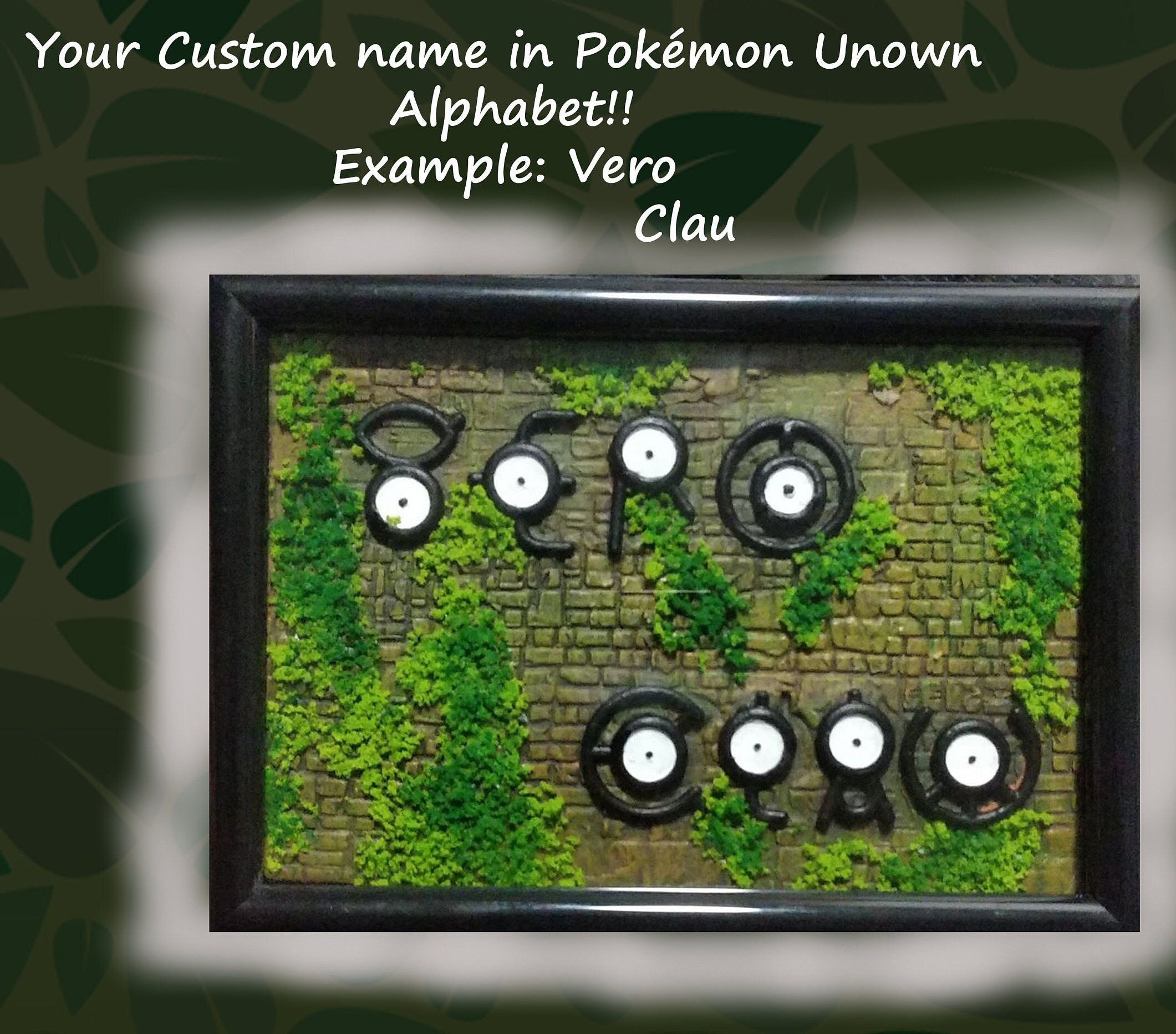 Pokemon Unown Frame Custom Name Protected With Glass -  Israel