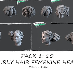 Alternative weibliche Köpfe - 28 mm - Verschiedene Frisuren - Wargaming