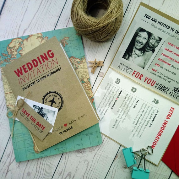 Passport Destination Love Travel Overseas Wedding Invitation Etsy