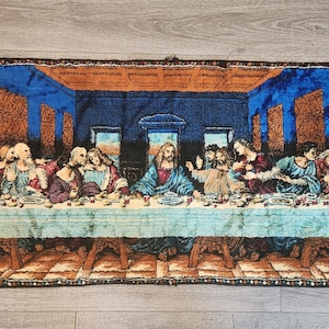 Vintage “The Last Supper” Tapestry Wall Hanging – 37&quot; x 19.5&quot; – Religious Art