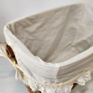 Vintage Longaberger Woven Basket with Fabric Liner and Wood Handles | Heritage Style Storage | Heirloom Home Decor image 4