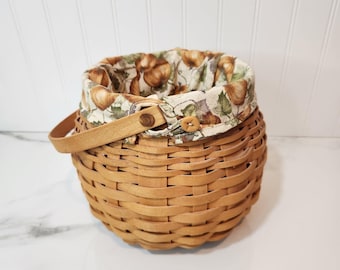 Vintage Longaberger Basket 2001 Lined Market Basket Farmhouse Storage Basket Cottagecore Decor
