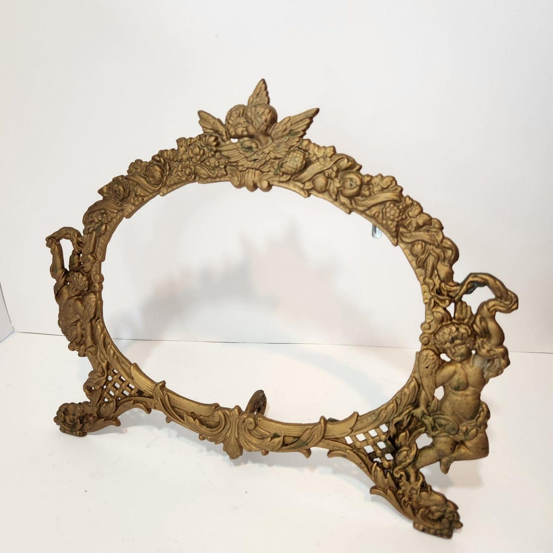Ornate Gold Tone Metal Picture Frame Vintage Footed Tabletop Frame ...