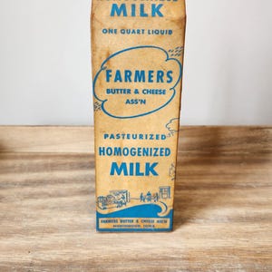 Vintage Farmers Milk Carton – Retro Dairy Packaging – Farmhouse Kitchen Decor