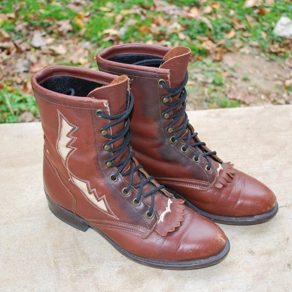 Vintage Laredo Brown Leather Boots, Women display picture 3