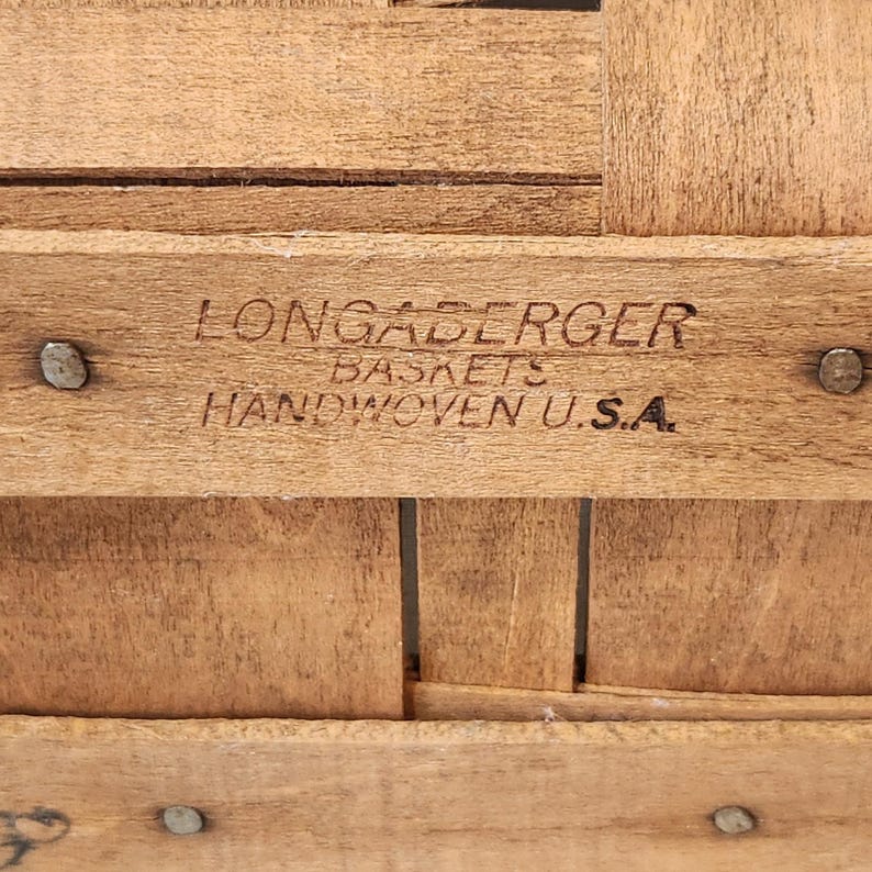 Vintage Longaberger Woven Basket with Fabric Liner and Wood Handles | Heritage Style Storage | Heirloom Home Decor image 8