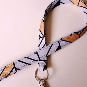 LANYARD, Formas negras/grises/doradas, cordón brillante, cordón hecho a mano para damas o caballeros, cordón 100 % algodón para guardar llaves, tarjeta de identificación, elegante