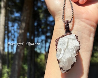 Herkimer Quarz/Klarheit/Fokus/Quarz Kette/GaiasGiftsToUs/Makrame Schmuck/Naturschmuck/Gaia/Kristall Anhänger/Halskette