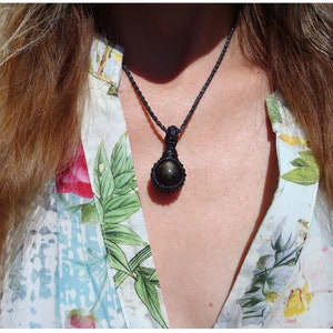 Golden Obsidian Sphere Necklace Abyss 