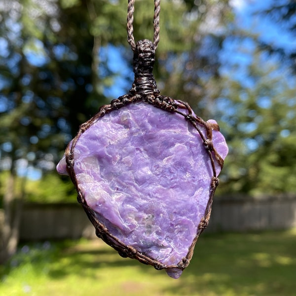 Charoite Necklace, Cosmic Heart Chakra, Russian Stone, Charoite Pendant, Rare Stone, Empath Stone, Charoite Jewelry, Gaia, Purple Stone