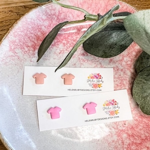Pink Shirt Day Earrings | Be Kind Antibullying Studs | Handmade Polymerclay Jewelery | Spread Kindness Everyday | Made in Canada Gift Idea
