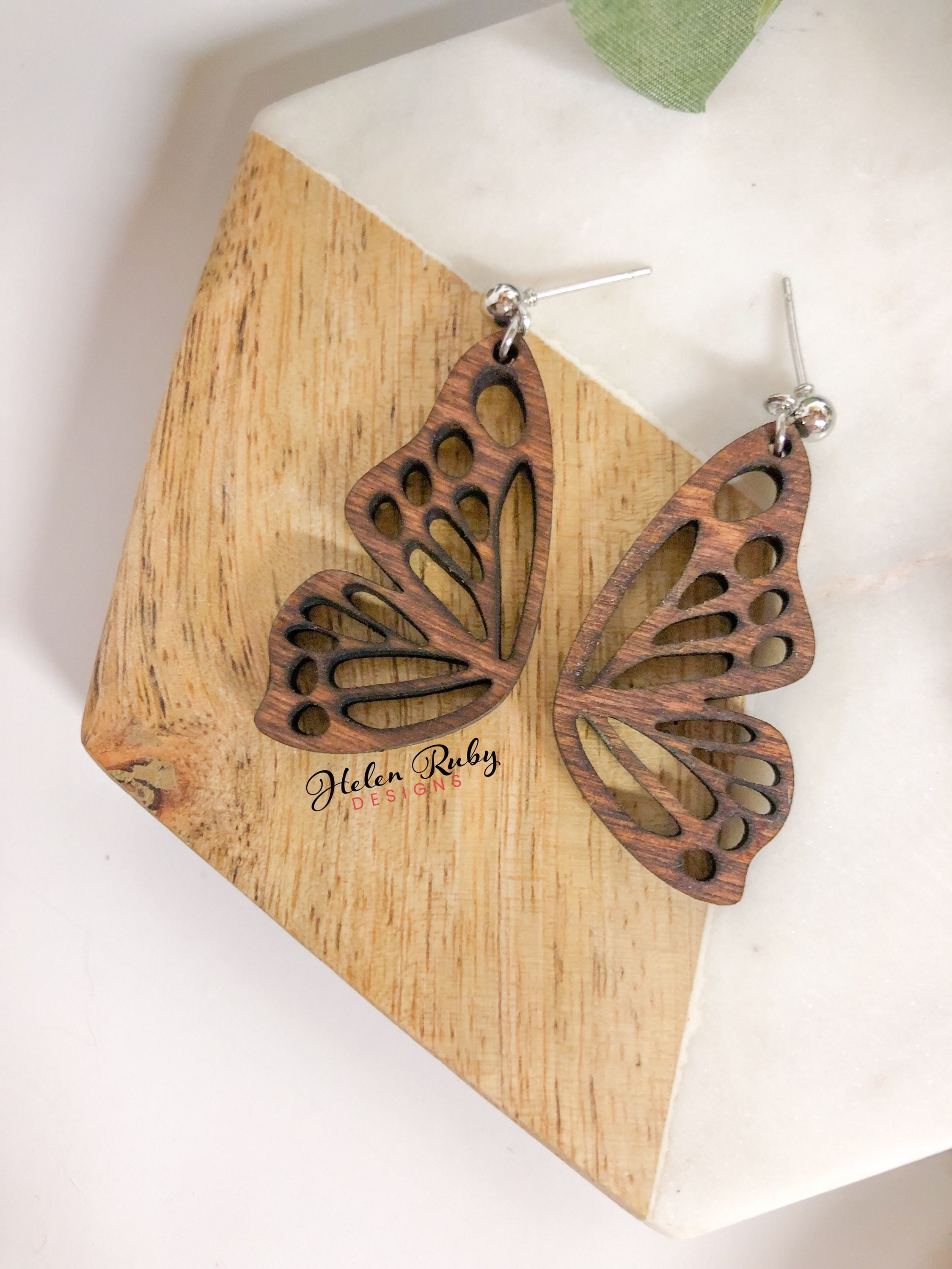 Wooden butterfly earrings shop