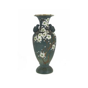 A vintage ceramic vase hand oaunted with flowers porcelain vase orientalist style fine art vase fram France asian style LN20