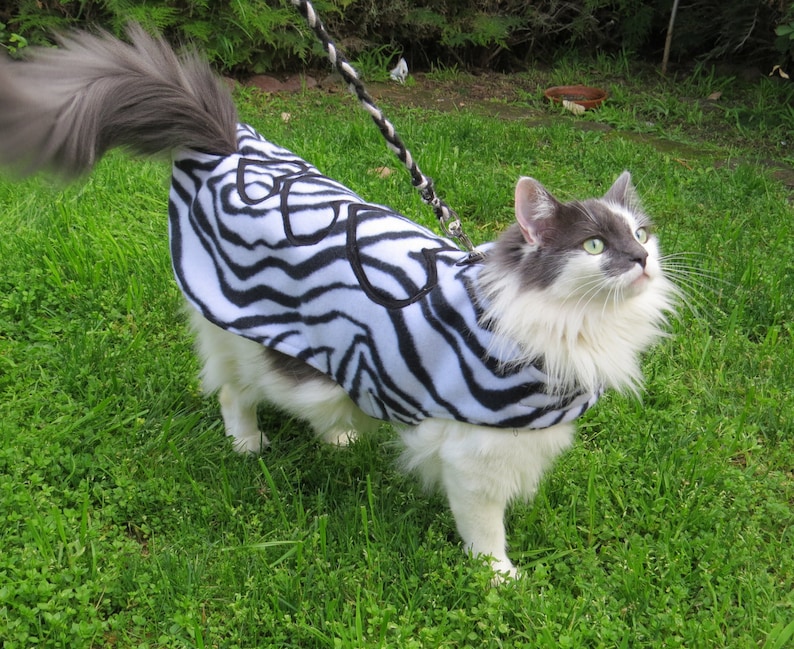 WILD HEARTS Zebra print Reversable double fleece Cat Coat