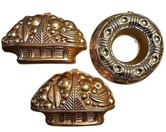 Vintage Mirro Copper Tone Mold Set Fruit Design 3 Piece *Made USA Cottagecore