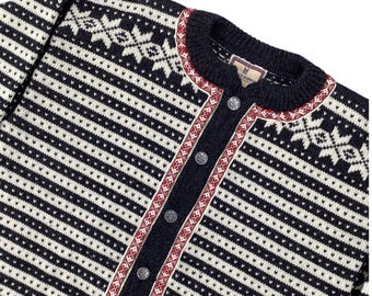 Dale of Norway Vintage LARGE Womens Cardigan Nordic Fair Isle Pure Wool Sweater