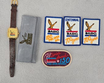Vintage ABC American Bowling Congress Century Watch & 700 Series Patches Set Men